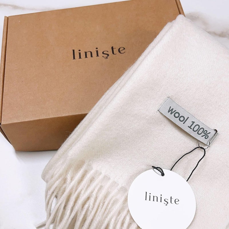 linişte 100% Wool Scarf - Men and Women Winter Warm Soft Luxurious Solid Colors Gift Box - Image 3
